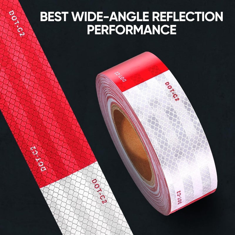 UIOCSSC DOT-C2 Reflective Tape 2 Inch x 30 Feet Red White Conspicuity Safety Reflective Tape Outdoor Waterproof for Vehicles Trailers Boats Signs - Image 2